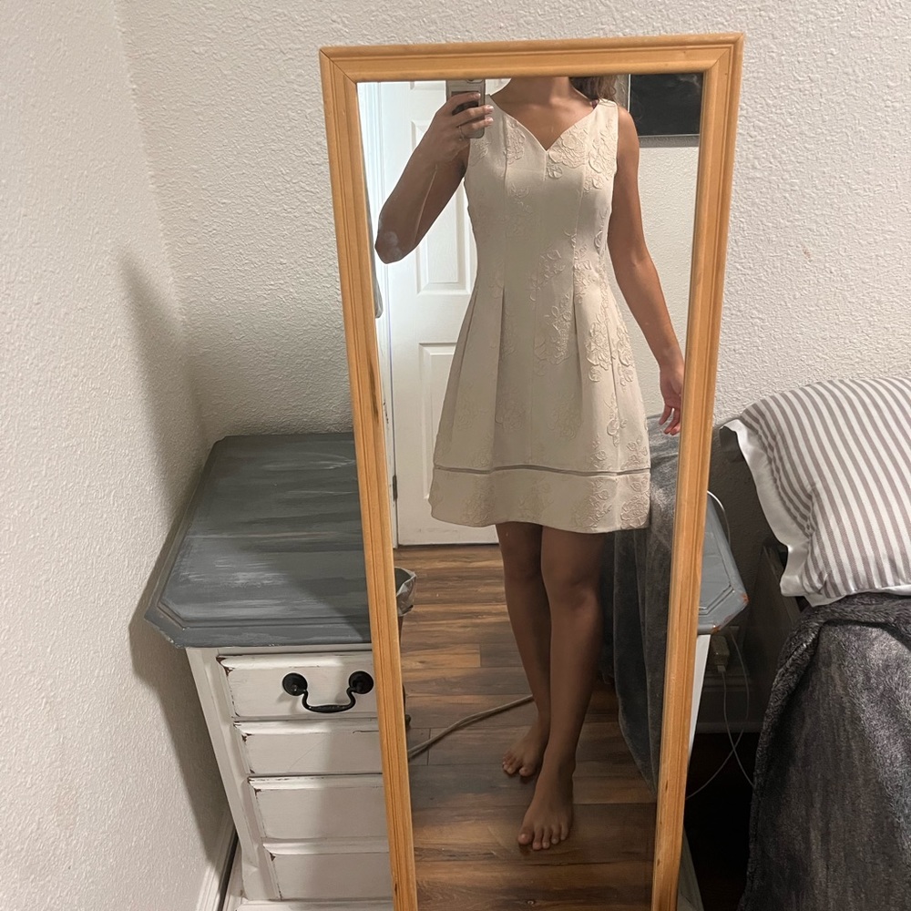 Cream Floral Dress - Size 2